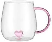 Romantic Borosilicate Glass Mug – 3D Heart Design Inside, 13.5 oz Heat Resistant Coffee Cup, Perfect Gift for Couples & Special Moments