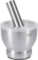 Stainless Mortar - Premium heavy duty stainless steel mortar and pestle set for grinding herbs, spices, making guacamole, pesto, and fine powder crushing with secure lid for kitchen