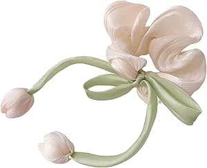 ZONE SHOP Handmade Sexy Hair Bow - Beautiful Tulip Flower Elastic Ponytail Holder for Women Fashion Hairstyle (Offit)