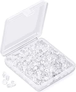 Silicone Clear Earring Backs, DELFINO Soft Clear Ear Safety Hypoallergenic Back Pads, Backstops Bullet Clutch Stopper Replacement for Fish Hook Earring Studs Hoops Diameter 4mm (200PCS)