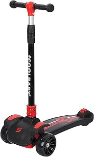 TRUE FIT®Scooter for Kids High Quality 3 Wheels Big Pedal Foldable PU Height Adjustable LED Light Best Gift Age 3 to 12 Years Red Kid Aluminum Body