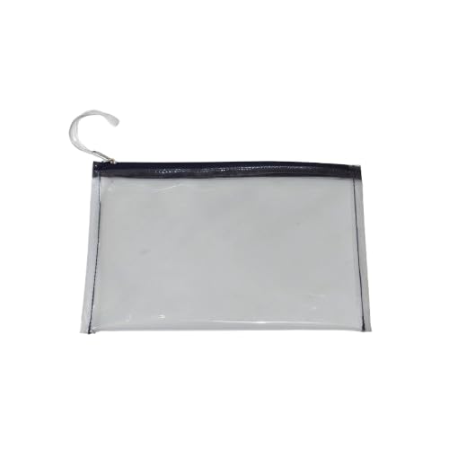 Transparent Pencil Case, Multi-coloured Zipper, Zipper Closure, 20 x 8 x 3 cm (Navy)