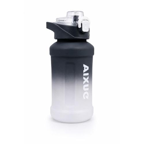 Sports Water Bottle with Secure Lid and Safety Lock Fashion Gradient Design for Gym Sports Travel Daily Use (Black)