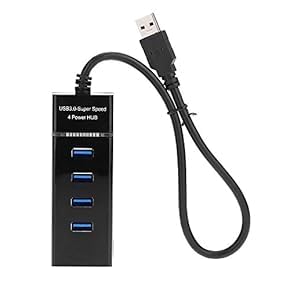USB Hub 4 Port 3.0 Hub, 5Gbps Data Multi Extender Lead Adapter for Laptops, Flash Drives, Portable HDD and More, Compatible with Port Devices