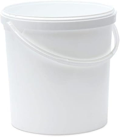 Meridian 20L Plastic Bucket Food Safe with Metal Handle and Airtight Lid, Heavy Duty Empty Pail for Home and Industrial Storage, White, 1 Piece.