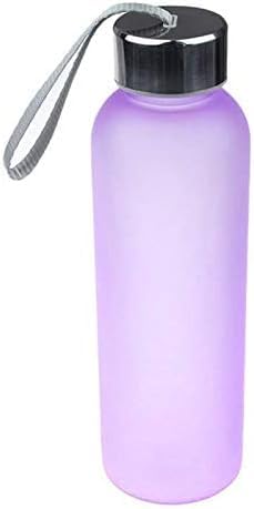 Simple modern ins style fashion exquisite frosted water bottle wide mouth double wall vacuum insulated multi-color leak-proof water bottle with lanyard 500 ml (purple)