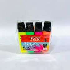 Roto Heliter Textliner Pen Set - Box of 4 Pens - Phosphorescent Marker