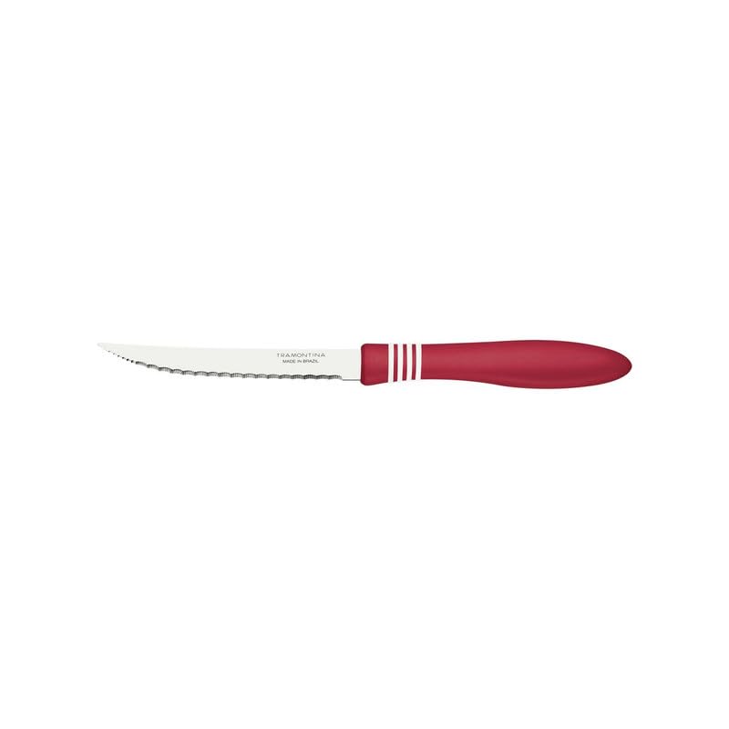 TRAMONTINA Knife, Kitchen Knife for Everyday Cutting – Cor & Cor – Serrated – Polypropylene - Serrated Edge – 5-Inch – Red