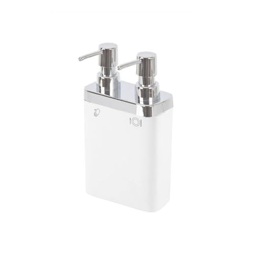 Primanova Viva Double Hand Liquid Soap Dispenser, Dual Pump Soap & Lotion Dispenser,For Bathroom and Kitchen Sink (White)
