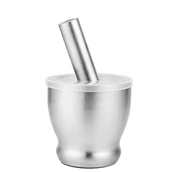 Kitchen Mortar with Lid and Base – Practical Pestle for Grinding Garlic, Spices, Herbs – Ergonomic Design for Everyday Use (I)