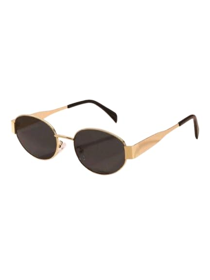 1pc Women's Oval Frame Metal Sunglasses