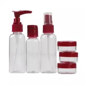 Empty Travel Containers Set, Clear Leak Proof Travel Containers for Shampoo, Lotion, Perfume, Toiletries, Toiletries, Lightweight, Reusable (6, Maroon)