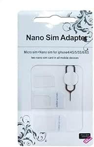 Nano SIM to Micro SIM O Standard SIM Adapter 4 in 1 Black Chip Adapter Kit with Eject Pin (white)