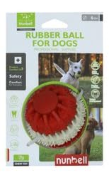 Nunbell Red and White Rubber Ball Dog Toy, Small, 6cm