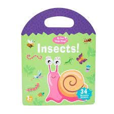 Portable Jelly Stickers Book - Insects - 34 Reusable Jelly Stickers for Toddler kids girls and boys