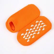 Moisturizing Spa Gel Socks With Jojoba Oil, Olive Oil, Vitamin E & Essential Oils, Heel Repair Socks for Dry Cracked Heels, Softening Foot Care, One Size Fits All (Orange)