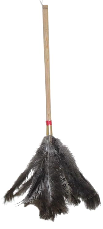 MySouqEg - Store - (1pcs) Ostrich Feather Duster, Natural Feather Brush for Dust Cleaning, Wooden Handle, 70cm