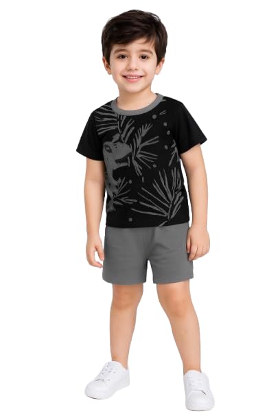 Printed Dinasour Cotton 100% pajama Set for Boys - Long Short with 3 Pockets