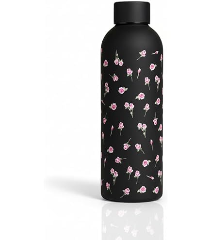 Downtown Stainless Steel Vacuum Insulated Water Bottle 500 ml, Leakproof Thermal Flask, Portable Drink Bottle for Office, School and Travel, Floral Print