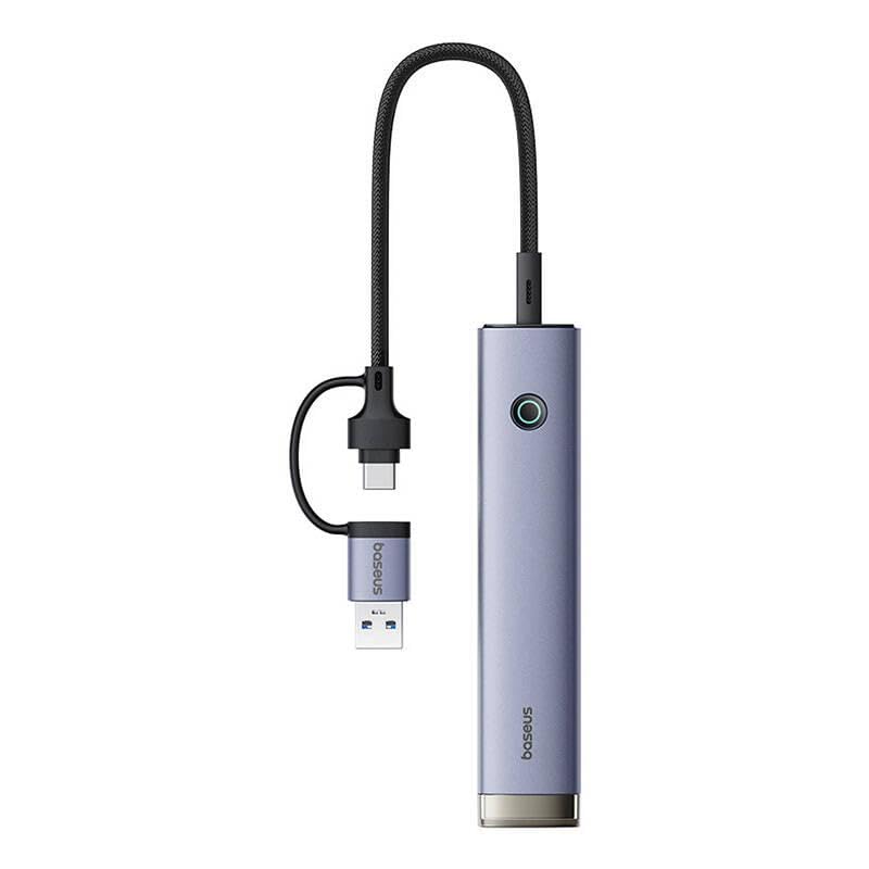 Baseus UltraJoy 4-in-1 Hub, USB-A/USB-C to 4X USB 3.0 + USB-C PD, Grey