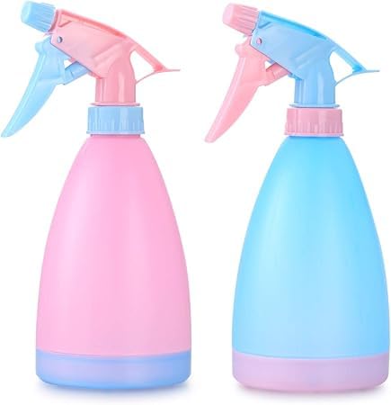 Home Essential Large Plastic Spray Bottle, 500ml Empty Spray Bottle for Cleaning Bathrooms,Kitchens,Plant Watering Gardening Plants & Washing Cars (Pink, Blue) (Pink)