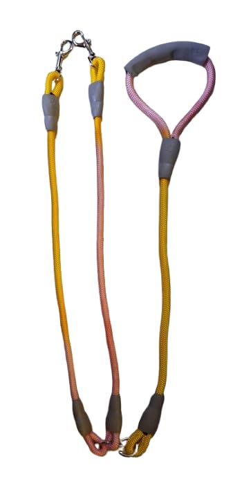 Double Leash with Dual Hooks (Yellow & Pink)