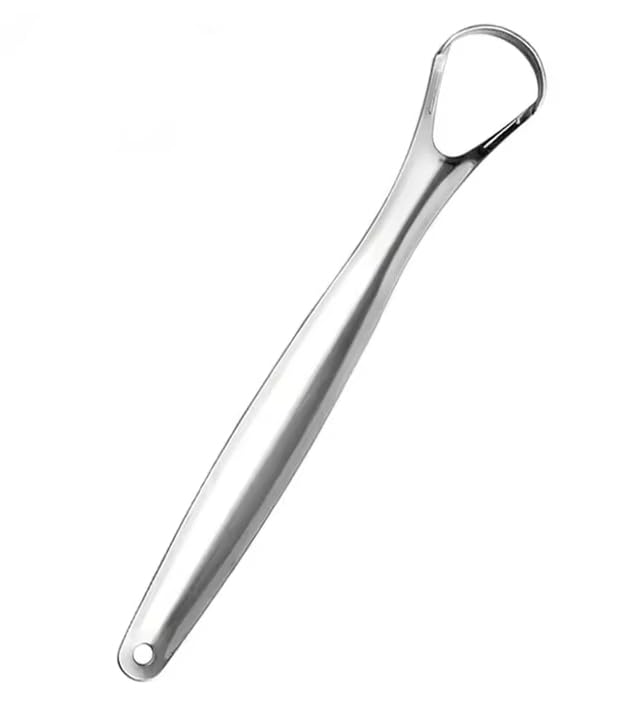 Stainless Steel Tongue Scraper, Silver, for Fresh Breath and Quick Clean Oral Care