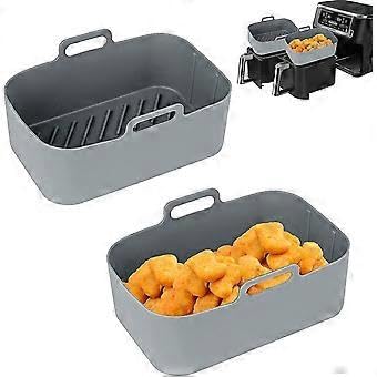 Air Fryer Silicone Pot, Grey, 19.5 x 12.5 x 7 cm, Heat Resistant, with Handles, Non-Stick, Dishwasher Safe by Dollar for Houseware Import