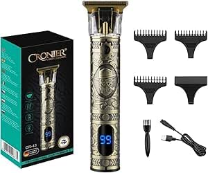 Hair shaver, Beard Trimmer for Men, Cordless Hair Clipper & Shaver with Turbo Mode, Guide Comb, USB Charging, Low Noise, Precision Steel Blades, Grooming Kit, CR-43