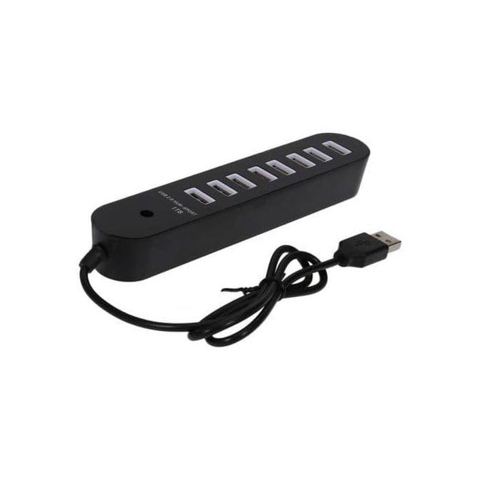 USB Hub with 8 Ports, USB 2.0, Fast and Safe Charging, Stylish and Durable Design, Black