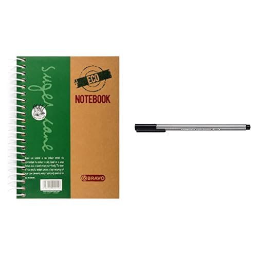 Bravo Stationery Bundle: Sasco Eco Notebook A5 + Staedtler Triplus Fineliner Black