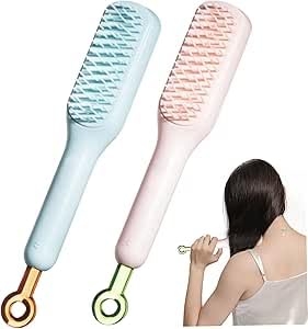 Self Cleaning Hair Brush One Pull Clean Massage Comb Anti Static Hair Comb Hairbrush for Women Soft Hair Combs Hairbrushes for Long Short Wavy Straight Hair 1 pc malticolor