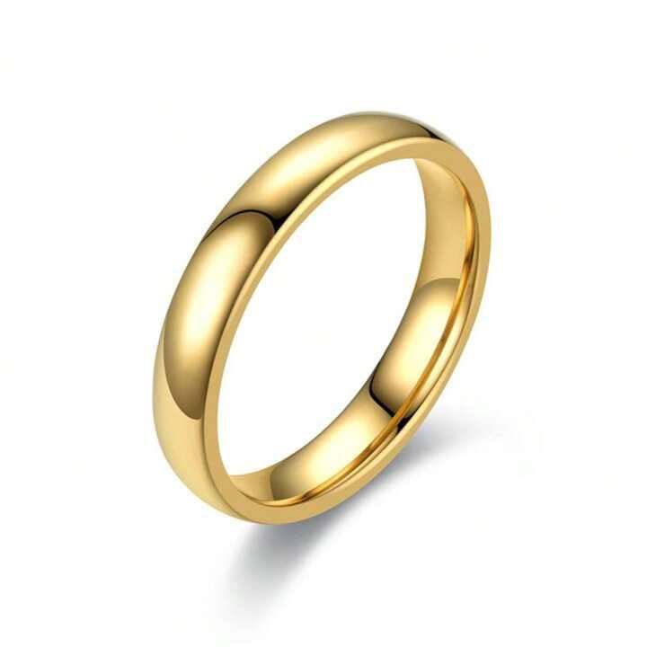 Fashion Luxury 4mm Gold Color Band Ring Engagement Wedding Ring Couple Ring Simple Fashion Style Fine Jewelry Anniversary Gift Women Ring