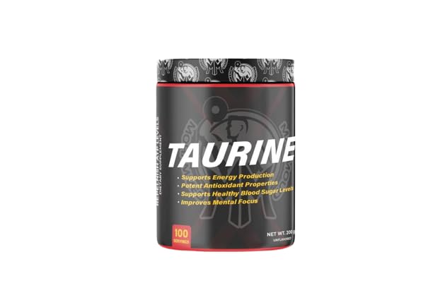 Taurine Powder Supplement | 200g | 100 Servings | Pure Unflavored Formula | Non-GMO, Gluten Free
