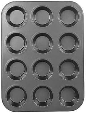 hanso Cake Molds Non Stick Reusable Muffin Cupcake Baking Pan of 12 Cup, Non-Stick Round Cupcake and Cheesecake Pan
