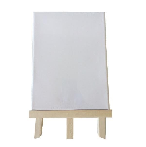 Canvas With Easel Stand A4 20 * 30Cm, Canvas Board For Students & Enthusiasts,Pine Wood Easel For Artist Drawing, Indoor Outdoor Use