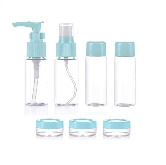 7 in 1 Travel Toiletries Bottles Leak Proof Portable Empty Mini Small Container Travelling Kit Squeeze Bottle Set for Shampoo, Cosmetics Empty Bottles Multicolor (7 in 1 Cosmetics Bottle)
