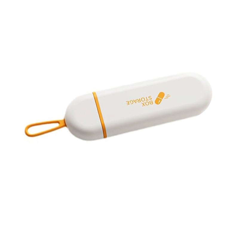Cute Pill Organizer, Small Size Pill Case, Compact Portable Daily Medicine Box for Vitamins, Medications, Fish Oils, Supplements, Capsules, 3 Compartment Perfect for Pocket Purse Bag, Orange