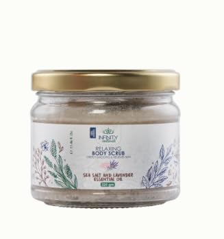 Infinity Clinic Pharma Relaxing Body Scrub, Sea Salt & Lavender Essential Oil, Natural Exfoliating Formula, All Skin Types, Cruelty-Free 325ml