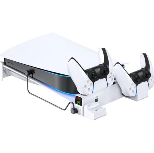 Ankhgiftshop Horizontal Stand with 3-Level Cooling Fan and p-s/5 Controller Charger , p-s 5 Console, Cooling Station with p-s-5 Charging Station