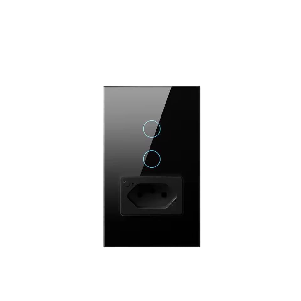 Smart Wall Socket Plug Wifi with 2 gang light Switch from Avatto Works with Tuya/Smartlife Support Alexa and Google Home - Black
