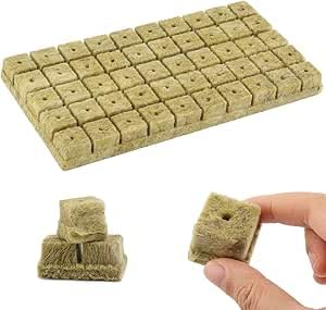 Pack of 50 Rock Wool Cultivation, 2.5 x 2.5 x 2.5 cm Rock Wool Grow Cultivation Cubes, Rock Wool Cultivation Hydroponics, Cultivation Cube Rock Wool Plant, Bottomless, for MERDIAN