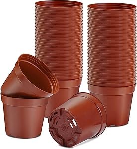 Plastic Round Flower Pot, Plant Pot, Red Brown 10 Pieces (12)