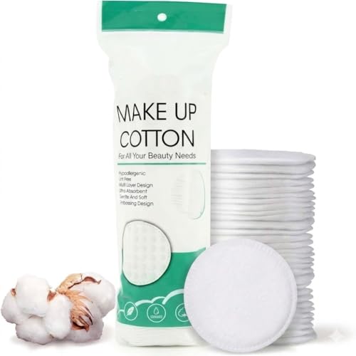 100% Pure Cotton Rounds for Face,100 Count Makeup Remover Pads Pearl Cotton Sheet,Hypoallergenic, Lint-Free,For Sensitive Skin Beauty and Personal Care,Pack of 100 Cotton Pads