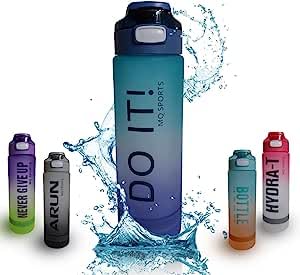 Sports Water Bottle 1L, BPA Free Leak-proof Motivational Water Bottle for Travel, Fitness, Outdoor Sports, Home, School, Gym, Yoga &Office- (multi colour)