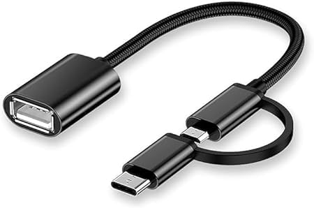 2in-1 OTG Adapter Cable, Type-C and Micro USB to USB Female, Compatible with Phone/Tablet/Computer, Black