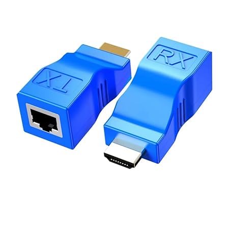 Speedio HDMI Extender Over Ethernet – HDMI to RJ45 Converter Kit (TX/RX), Supports 1080p Full HD, Up to 30M/98ft via Cat5e/6 LAN Cable for HDTV, PS4, STB, Projector - Pack of (2)