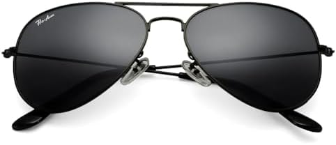 Pro Acme Classic Aviator Sunglasses for Men Women 100% Real Glass Lens Black/Black, M
