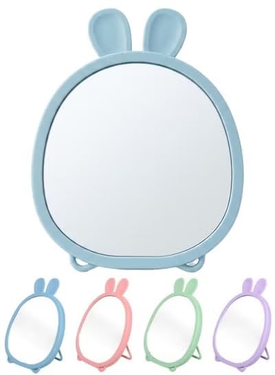 Travel Adjustable Durable Desk Mirror in Cute Ears Shape, Makeup & Vanity Mirror for You in Bathroom or Bedroom, Desktop Simple Beauty Makeup Mirror