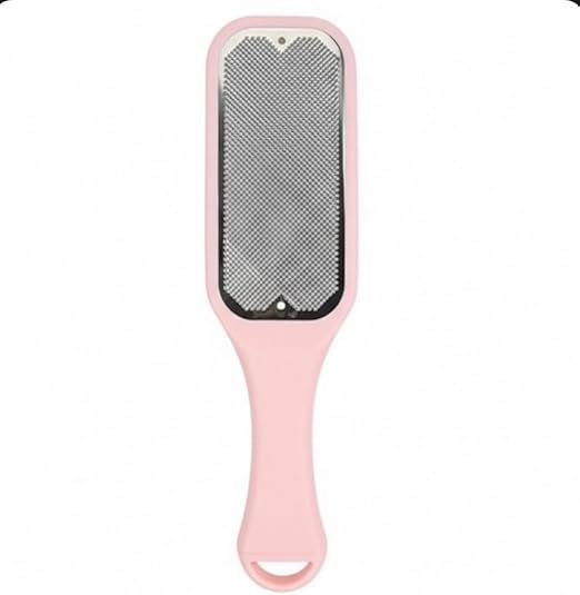 Foot file for removing dead skin - Stainless steel pedicure tool | Heel crack remover, reusable foot scrubber, callus remover, smooth feet-M37 (Pink)